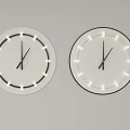 Two Modern Wall Clocks With Illuminated Markers Black Hands And Different Frames