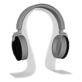 Modern Over Ear Headphones With Clear Acrylic Stand And Gray Black Design