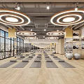 Modern Gym Interior With Various Fitness Equipment And Bright Lighting