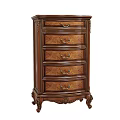 Classic Style Solid Wood Chest of Drawers with Ornate Carvings and Curved Legs