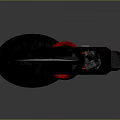 Modern Tactical Knife With Long Blade Black Handle Red Accents And Blue Light Effects