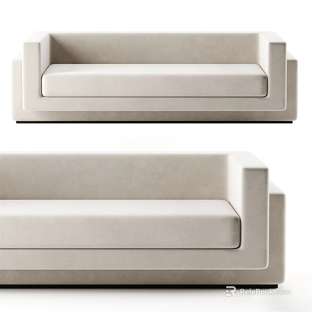 Modern Beige Sectional Sofa With Sleek Design Clean Lines And Comfortable Seating 3d model