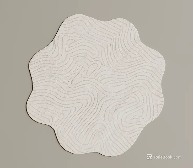 White Shaped Rug With Wavy Line Patterns For Modern Home Decor 3d model