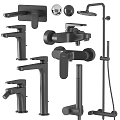 Sleek Black Modern Shower Faucet System With Handheld Shower And Bath Fixtures