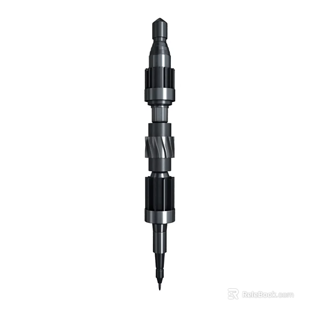 Mechanical Shaft Component With Multiple Cylindrical Sections And Metallic Finish 3d model