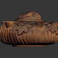 Terracotta Pumpkin Container With Grape Leaf Carvings Multiple Spouts And Decorative Lid For Home Decor