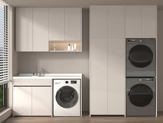 modern washing machine cabinet washer dryer 3d model