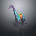 Colorful Fantasy Character Design Featuring Giraffe Like Creature With Vibrant Purple Blue And Orange Hues