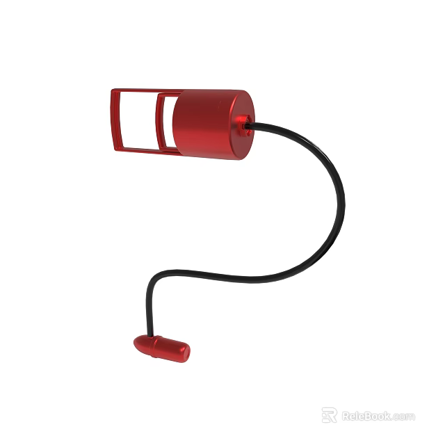 Red Microphone With Flexible Black Cable And Small Connector Design 3d model 