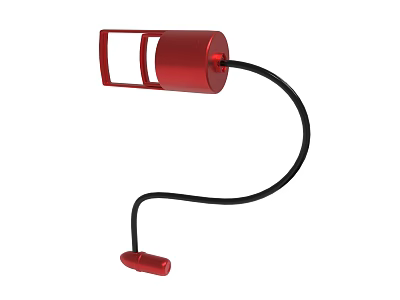 Red Microphone With Flexible Black Cable And Small Connector Design 3d model
