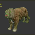 Realistic Prehistoric Creature 3D Model With Brown Fur Sharp Teeth Open Mouth Standing Pose 3d model