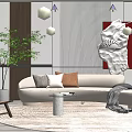Modern sofa coffee table combination leisure sofa table lamp 3d model