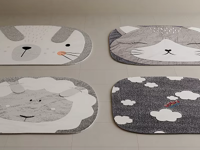 Soft And Cute Animal Cloud Shaped Rugs With Adorable Designs For Home Decor 3d model