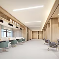 Hospital Outpatient Clinic Spacious Layout With Wooden Walls Comfortable Seating Reception Desk And Bright Lighting