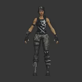 Realistic 3D Character Model With Black Cap Sleeveless Top Camouflage Pants Wrist Guards And Knee Pads