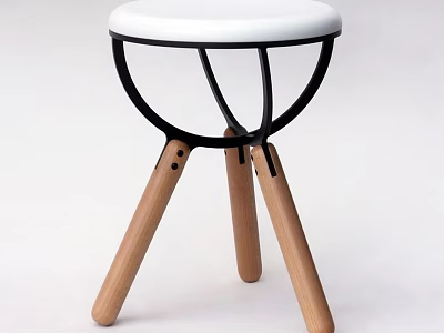 Modern Coffee Table With White Surface Black Metal Frame And Wooden Legs 3d model