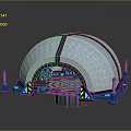 Dome Shaped Technical Equipment With Blue Support Structures And Internal Wiring