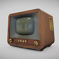 Vintage Retro Wooden Classic TV with Old Screen Control Knobs and Brown Cabinet