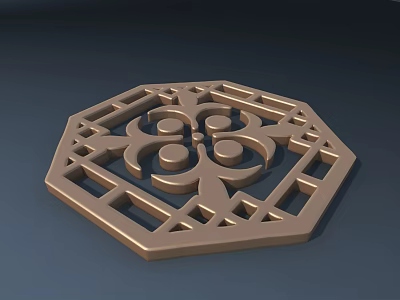 Ornate Octagonal Wall Decor With Intricate Hollow Out Geometric Art Patterns 3d model