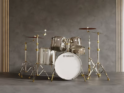Yamaha Complete Drum Set With Metallic Hardware And Cymbals 3d model