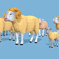 Low Poly 3D Sheep Models With Various Colors On Blue Background 3d model
