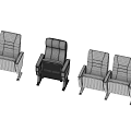 Red And Gray Public Theater Seats With Upholstered Cushions And Armrests