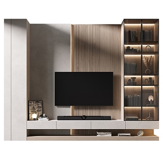 Modern TV background wall 3d model