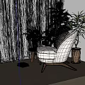 Cozy Leisure Chair With Brown Knitted Cushion Vase White Green Flowers Green Plants Natural Light