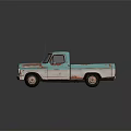 Vintage Blue And White Pickup Truck With Rusty Exterior And Classic Design