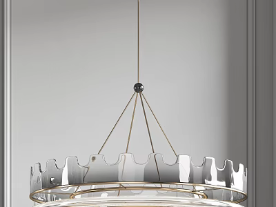 Modern Elegant Circular Glass Chandelier With Brass Metal Frame And Decorative Design Details 3d model