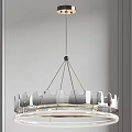Modern Elegant Circular Glass Chandelier With Brass Metal Frame And Decorative Design Details