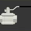 Silver Ball Valve With Black Handle On Dark Reflective Background Surface 3d model