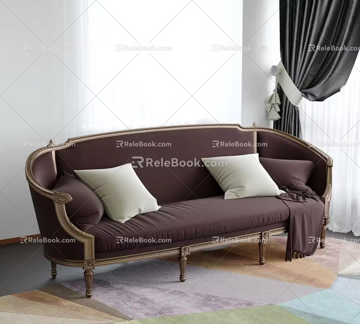 SICIS European-style Sofa Neoclassical Sofa Negotiation Multi-person Sofa Curved Sofa Straight Row Sofa 3d model