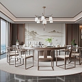 New Chinese-style private rooms, private rooms, private rooms, dining seats 3d model