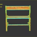 Orange Wooden Bench with Simple Backrest and Seat Design in Modern Indoor Furniture Style