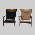 Beige And Navy Blue Accent Chairs With Leather Upholstery Wooden Frame And Side Tray