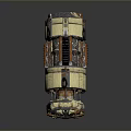 Cylindrical Industrial Mechanical Device With Gears Pipes And Metal Fabric Structure 3D Render