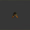 3D Model of Ferocious Fish With Long Snout Sharp Teeth Green Body and Orange Fins
