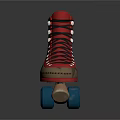 Red And Gold Roller Skates With Blue Wheels Red Laces And Stylish Design