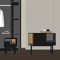 Modern Entryway Cabinet And Side Cabinet With Drawers Open Shelves And Decorative Ornaments