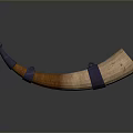 Handcrafted Curved Wooden Horn With Blue Bands For Daily Living Use