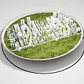 Commercial Equipment For City Model Display With Circular Tray Green Grass And White Buildings