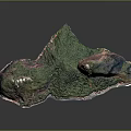 Detailed 3D Rugged Terrain Featuring Lush Green Vegetation And White Coastal Edges