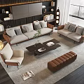 Modern Living Room Interior With Comfortable Sofa And Coffee Table Set Accent Chair Bookshelf And Floor Lamp