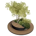 Comfortable Outdoor Chair On Circular Wooden Platform With Trees And Bushes
