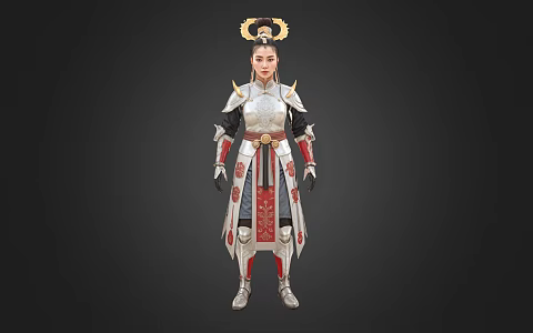Chinese female soldier woman lady soldier female general 3d model