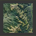 3D Detailed Topographic Terrain Model With Mountain Ranges Valleys And Green Vegetation