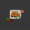 Crispy Fried Samosas Served On White Plate With Green Red And Orange Dips And Chilies