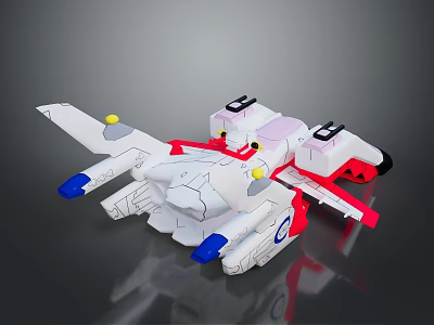Transforming Robot Toy Airplane Model With White Red Blue And Yellow Features 3d model