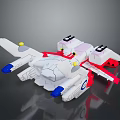 Transforming Robot Toy Airplane Model With White Red Blue And Yellow Features
